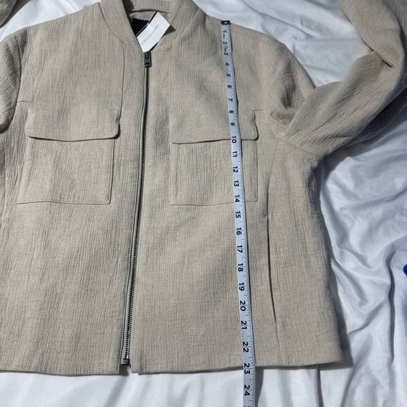 NWT Banana Republic Linen Bomber New Off White Zip Size Medium - Picture 12 of 15